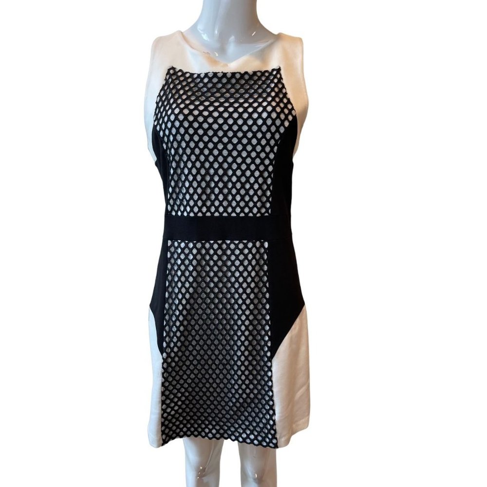 Kensie Womens Mesh Colorblock Ponte Sheath Dress KS3k9899 Back Zip Gray Black M